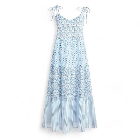 J. Crew Factory Dresses & Skirts - J. Crew Factory NWT Ruffle Tiered Maxi Cover-Up Dress Blue White Cotton Size L